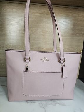 Coach Blush Pink Leather Tote with Front Pocket